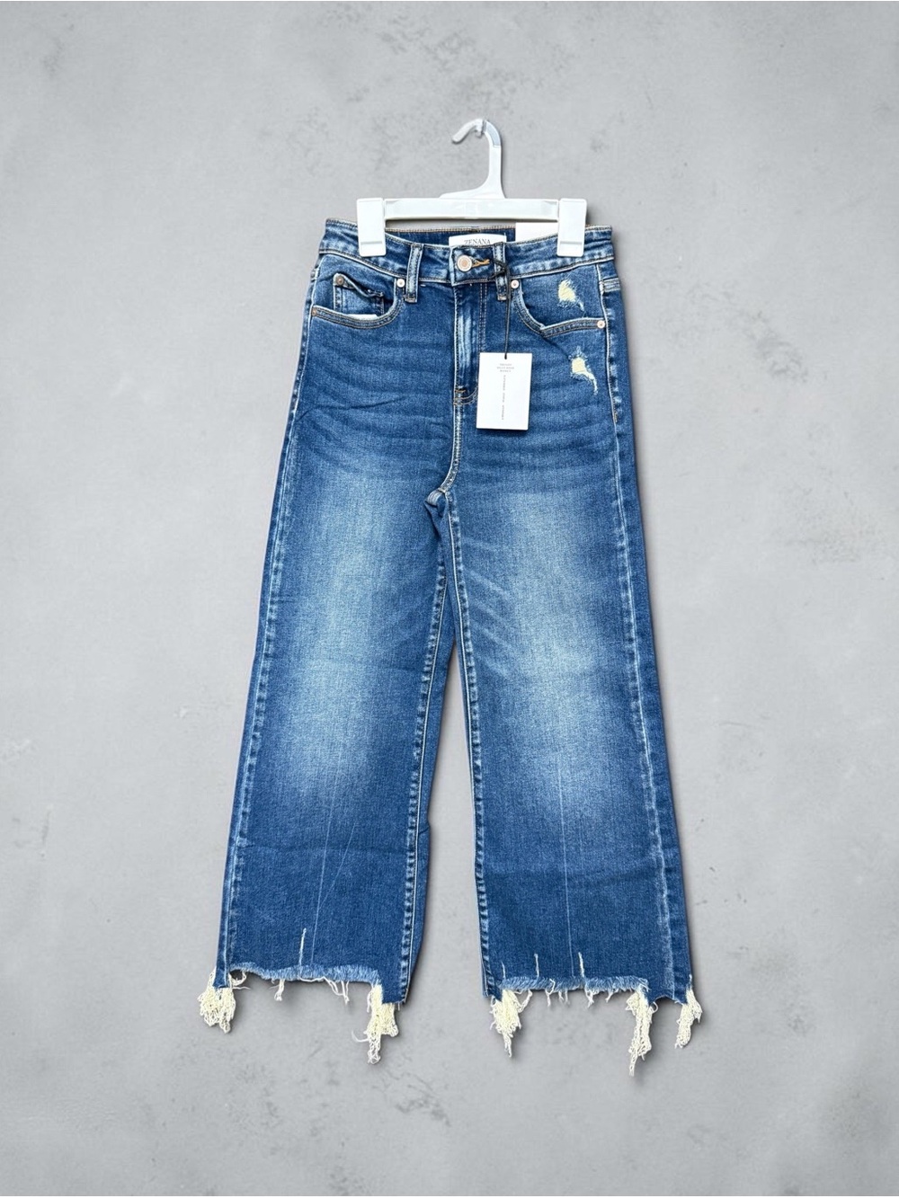 High-Rise Distressed Wide-Leg Jeans - Blue
